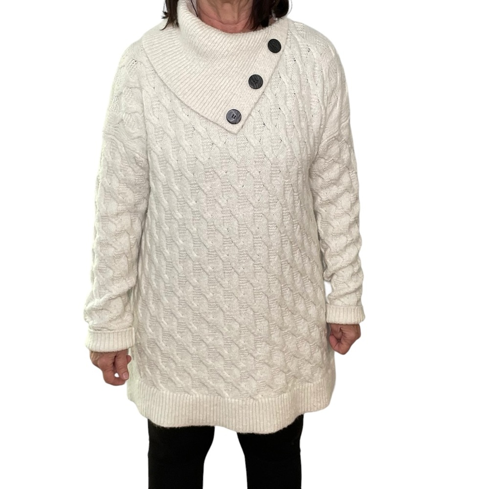 Westbound Sz M Cream Cowl Neck Sweater